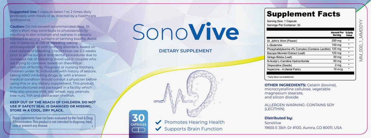 SonoVive supplement facts